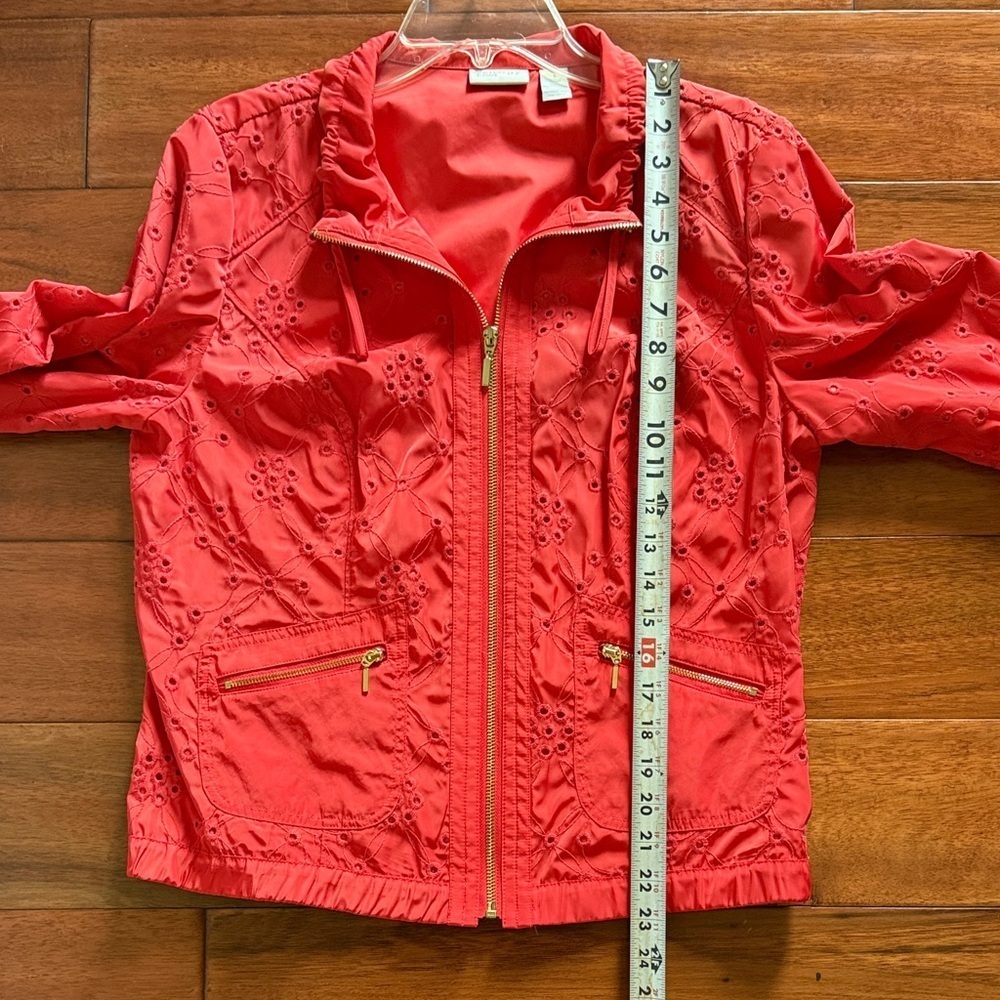 Zenergy by Chico's Orange Eyelet Jacket with gold hardware Size 1 - Picture 9 of 9